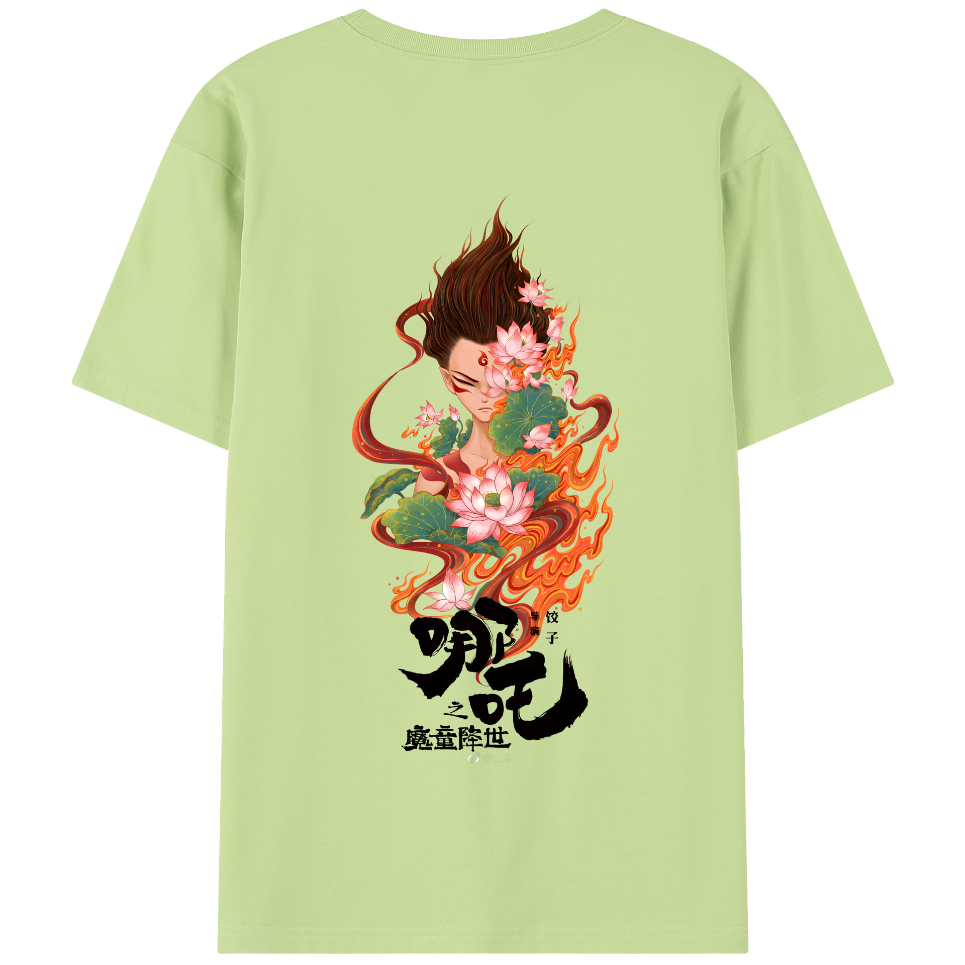 （画像用） Ne Zha 2 ナタ 魔童の大暴れ 綿100％半袖Tシャツ（背面プリント）